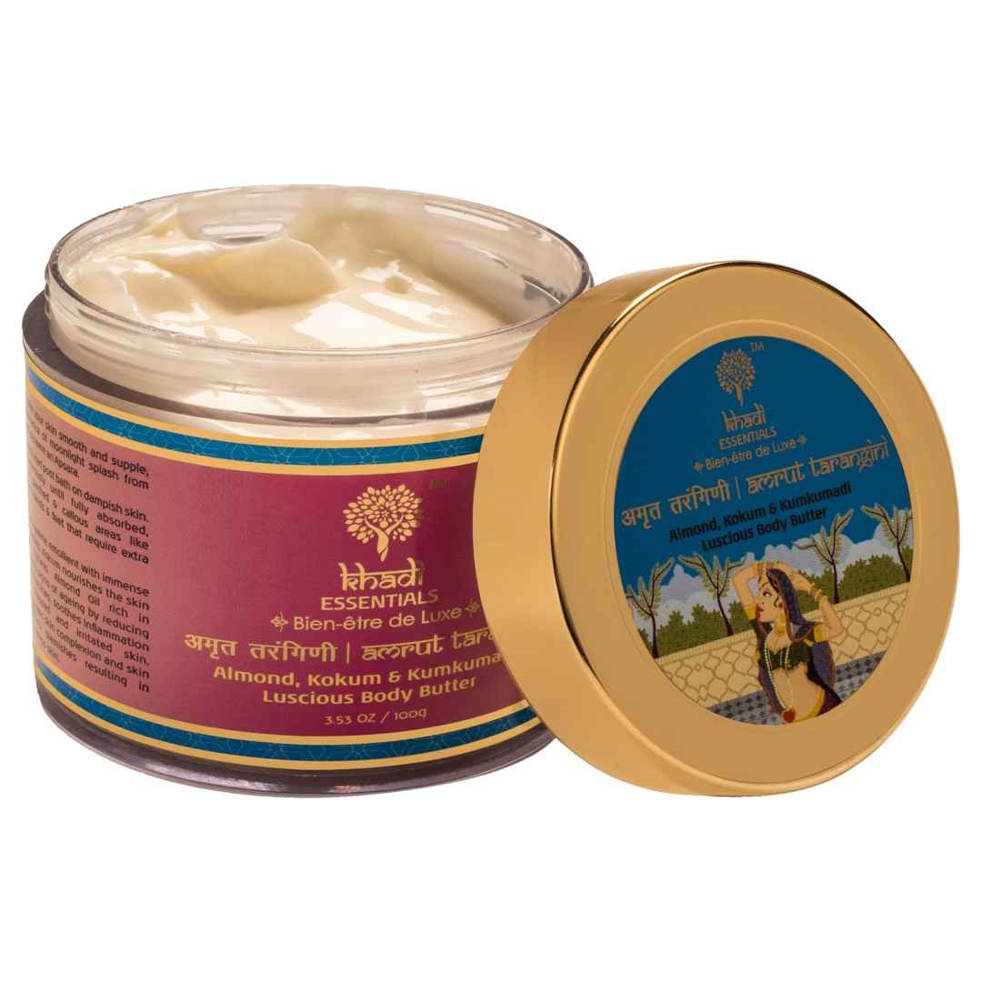 Buy Khadi Essentials Kumkumadi Body Butter with Saffron, Almond Milk, Shea Butter, Jojoba Oil, SLS Paraben-Free Skin Care Cream For Skin Glow (Amrut Tarangini Kumkumadi Body Butter) 100gm - Purplle