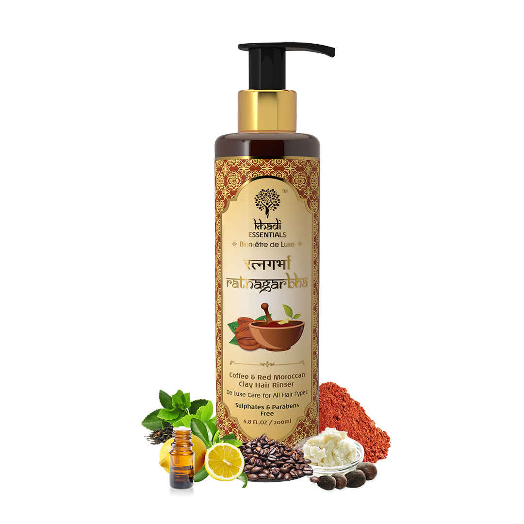 Buy Khadi Essentials Ayurvedic Coffee & Red Moroccan Clay Hair Shampoo - With Shea Butter, Green Tea and Lemon Oil for Strong Shiny Hair | Normal to Oily Scalp Type | 200ml - Purplle