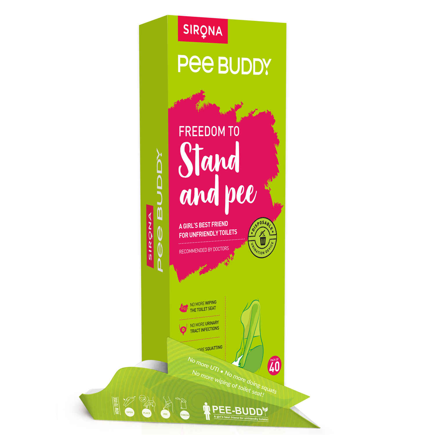 Buy Sirona PeeBuddy - Disposable, Portable Female Urination Device for Women - 40 Funnel 40 Funnel - Purplle