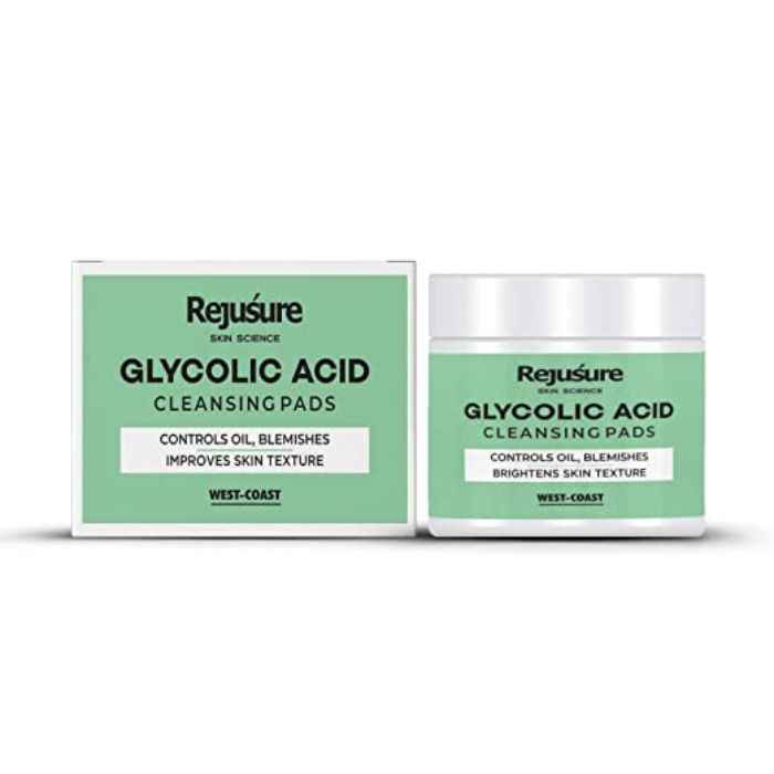 Buy Rejusure Glycolic Acid Cleansing Pads - Controls Oil, Blemishes Brightens Skin Texture - 50 Pads - Purplle