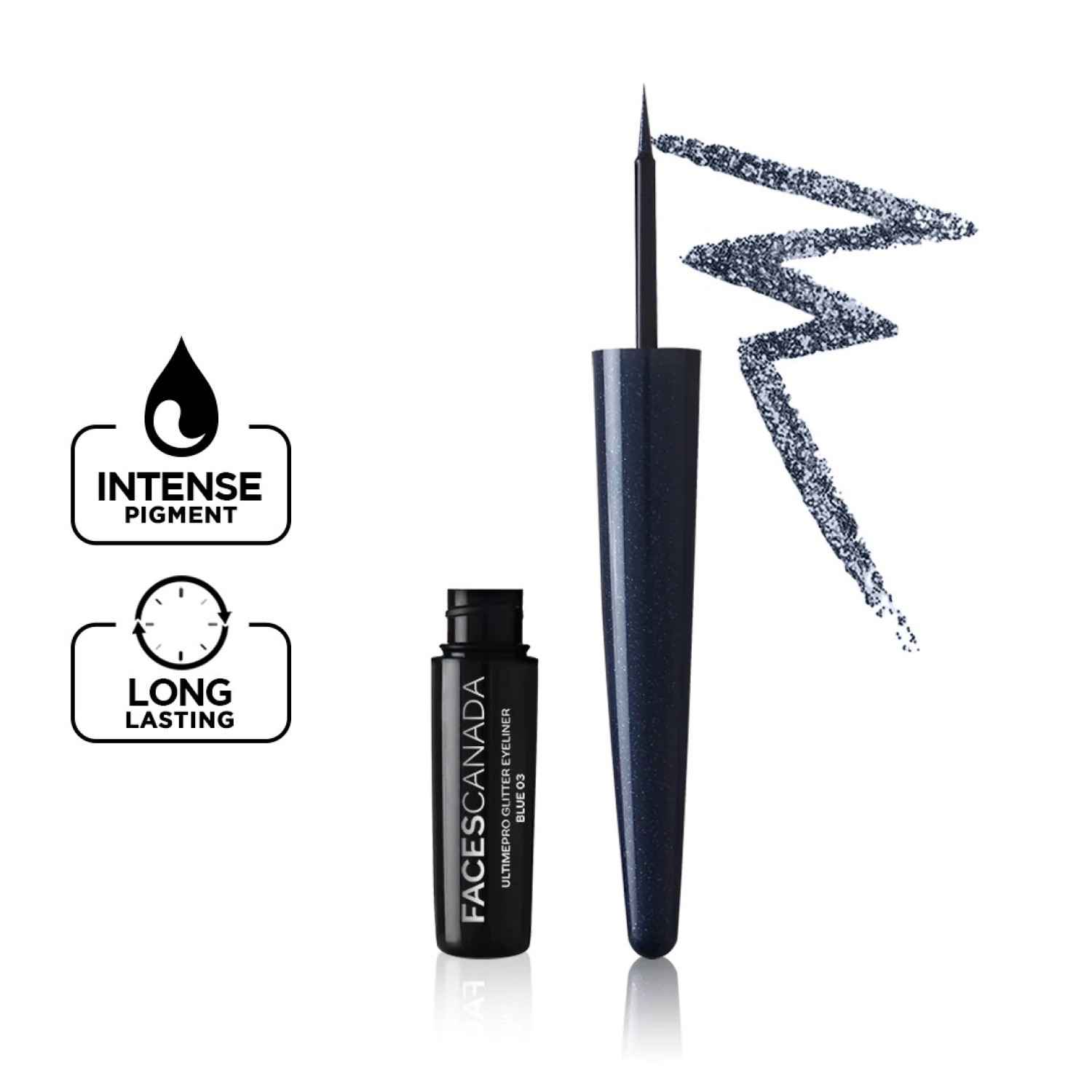 Buy FACES CANADA Ultime Pro Glitter Eyeliner - Blue 03, 1.7 ml | Shimmery Finish | Long-Lasting | Intense Pigment | Excellent Color Payoff | Smooth Application - Purplle