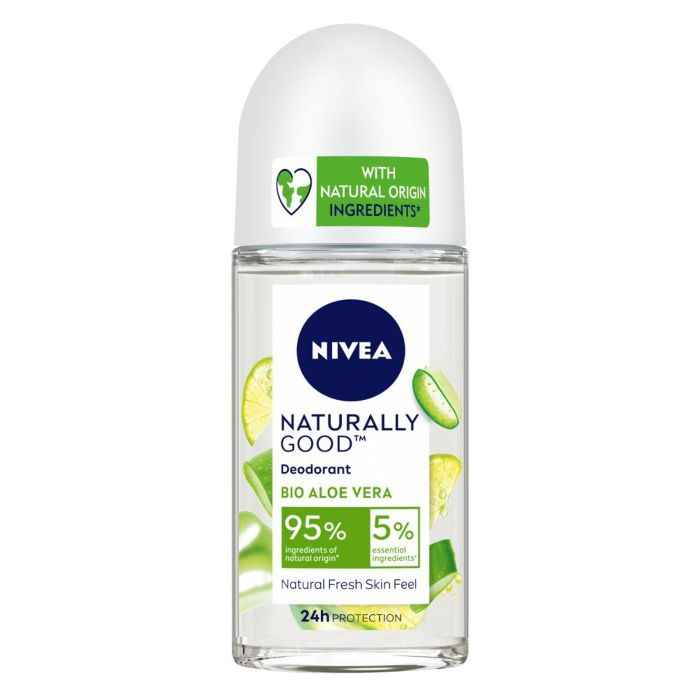 Buy NIVEA Naturally Good Deodorant Roll On, Bio Aloe Vera with Natural Fresh Skin Feel, Vegan Formula, 24h Odour Protection, 95% Natural Origin Ingredients, (50 ml) - Purplle