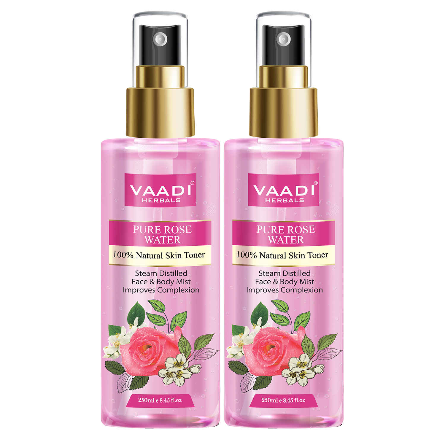 Buy Vaadi Herbals Pack of 2 Rose Water - 100% Natural & Pure (250 ml x 2) - Purplle