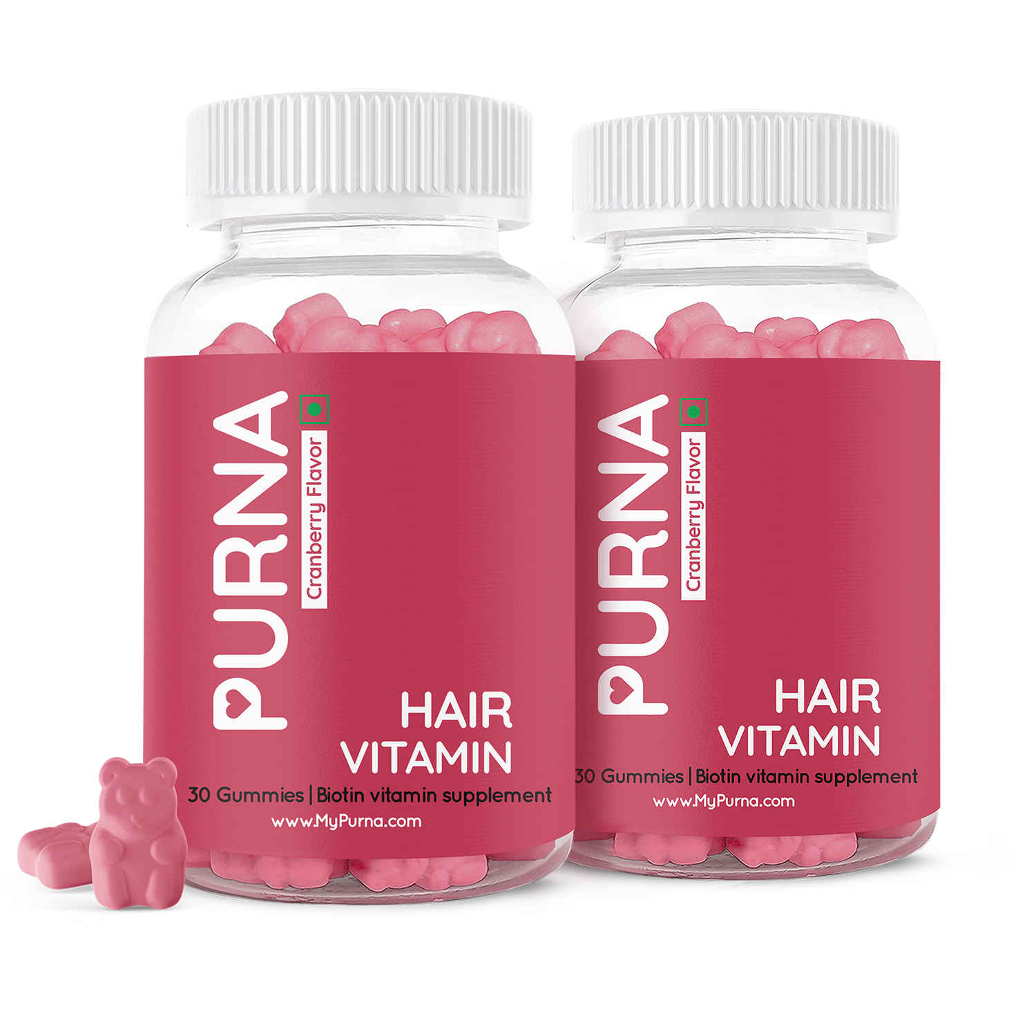 Buy Purna Gummies Purna Flowing Hair Vitamin Cranberry Biotin Gummies for Adults & Kids (Vegan 100% RDA Maximum Strength) 2 Month Pack 60 Gummy Bears (1 per day) - Purplle