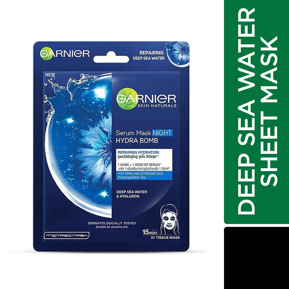Buy Garnier Skin Naturals Night Serum Sheet Mask with Deep Sea Water - For Tired & Stressed Skin - Purplle