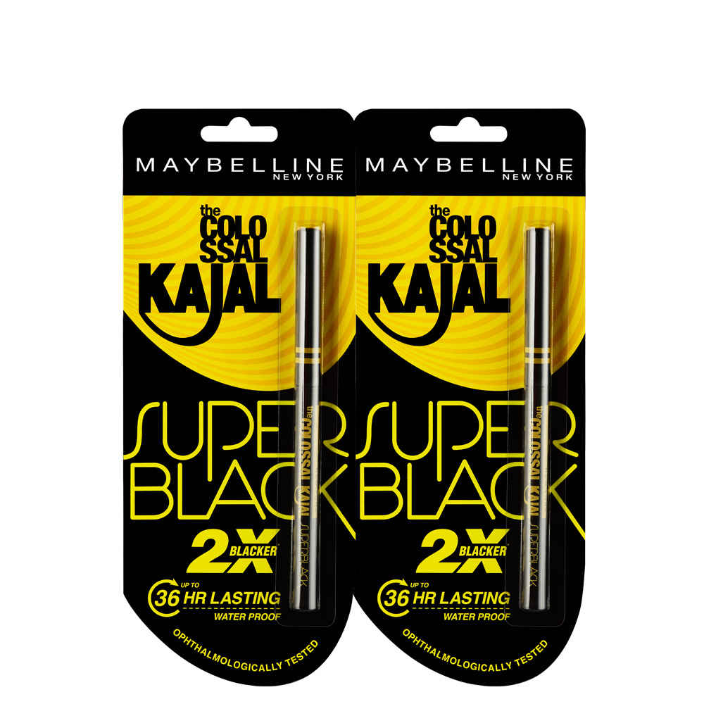 Buy Maybelline New York Super Black Kajal Pack of 2 - Purplle