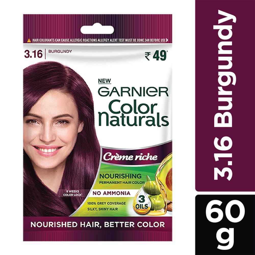 Buy Garnier Color Naturals Creme Riche Sachet, Shade 3.16, Burgundy - Purplle