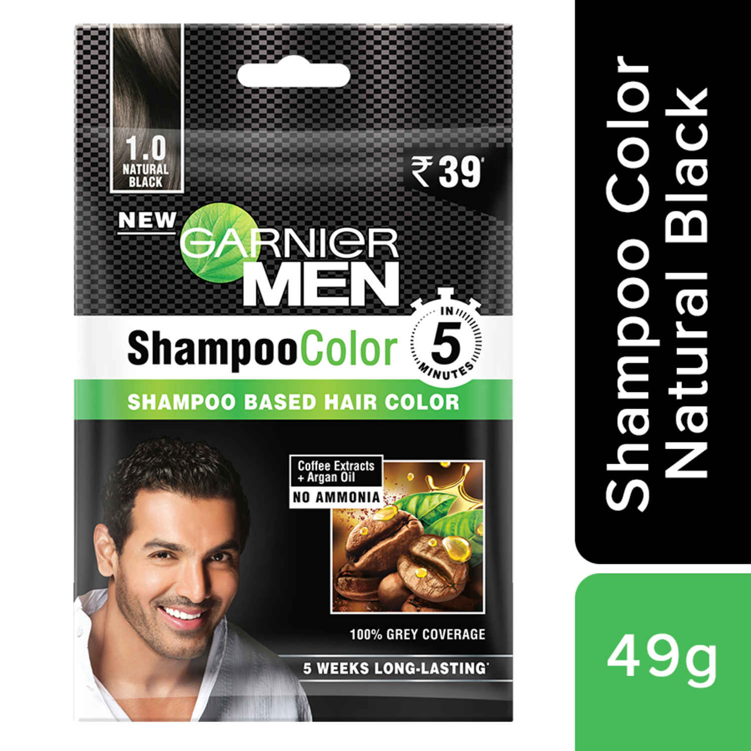 Buy Garnier Garnier Men Shampoo Color Shade 1.0 Natural Black (20 ml) - Purplle