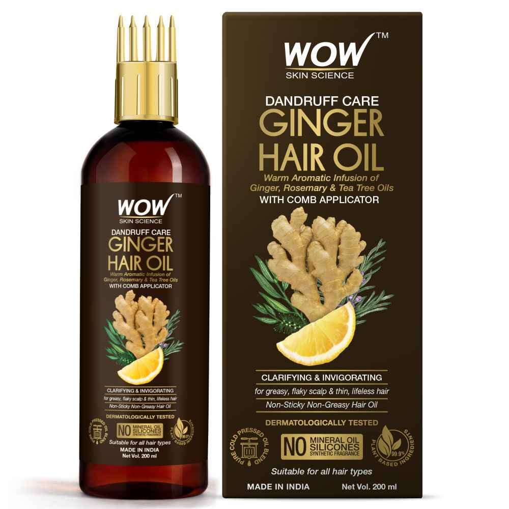 Buy WOW Skin Science Ginger Hair Oil - for Dandruff Care - with Comb Applicator - 200mL - Purplle