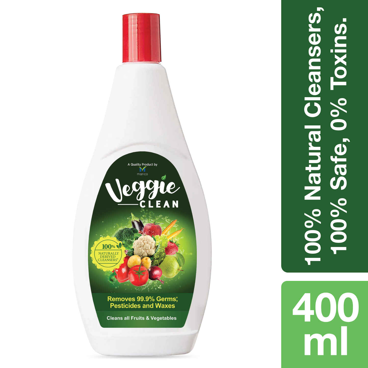 Buy Veggie Clean Fruits & Vegetables Washing Liquid, Removes Germs, Bacteria, Chemicals & Waxes, 400 ml - Purplle