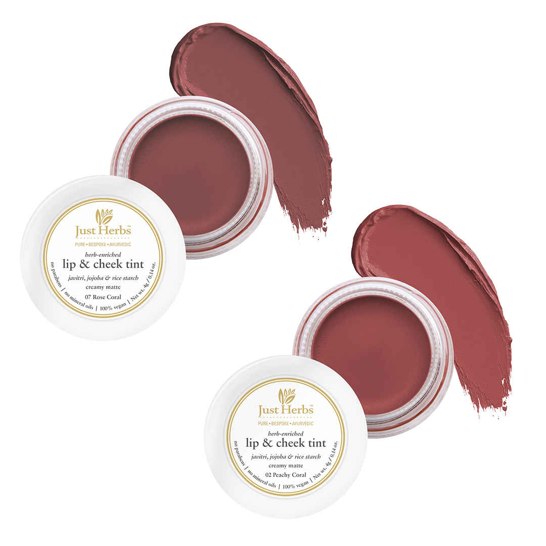 Buy Just Herbs Lip and Cheek Tint ( Pack of 2): Vibrant Corals- Peachy Coral and Rose Coral - Purplle