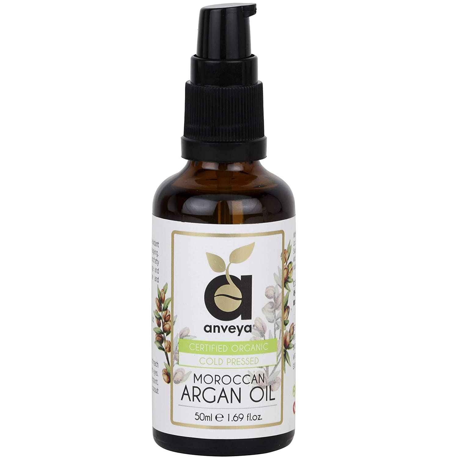 Buy Anveya Moroccan Argan Oil, Cold-Pressed Organic , 50ml, For Hair, Skin, Face Care & Stretch Marks - Purplle