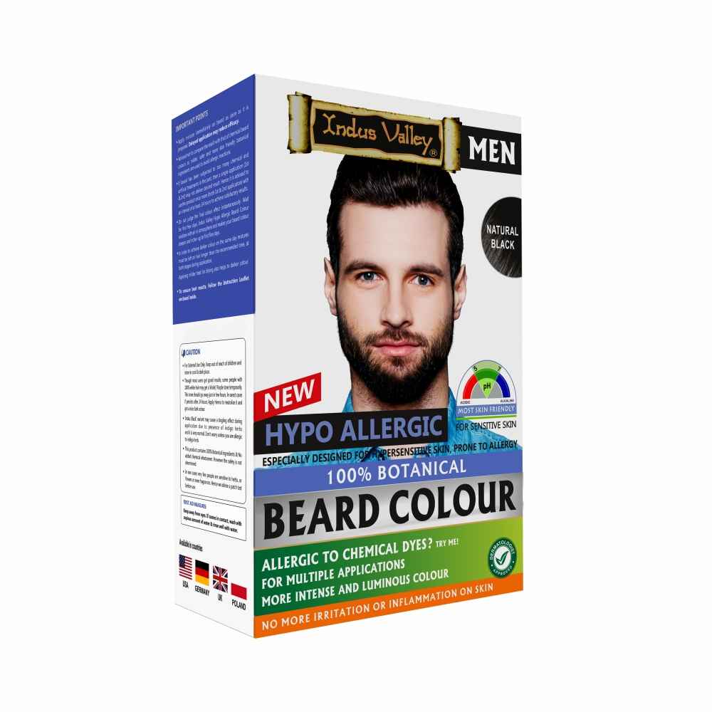 Buy Indus valley men Hypo allergic Beard colour Natural black 100mg+15ml - Purplle