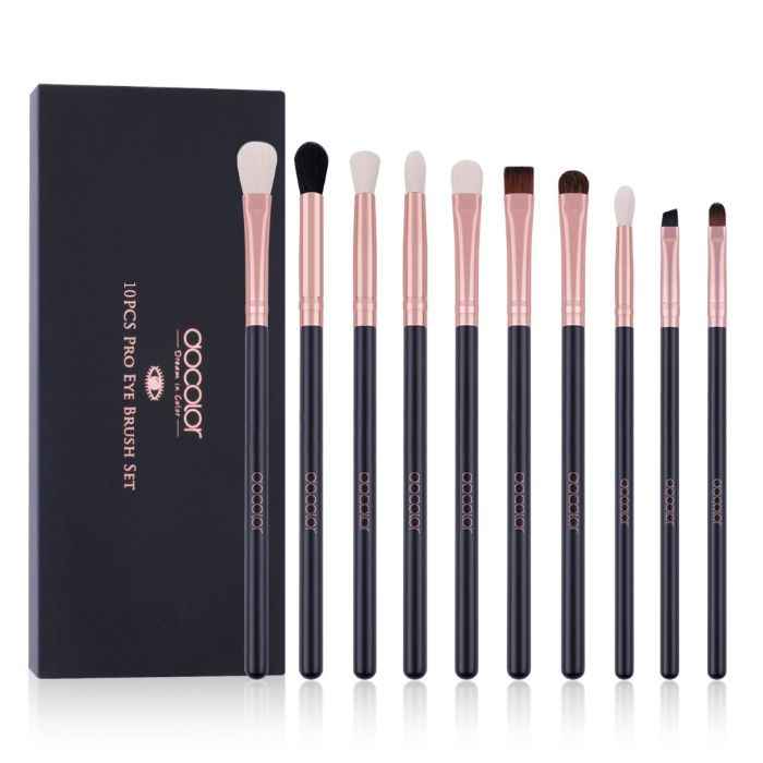 Buy Docolor Eyeshadow Brushes Professional Eye Makeup Brushes Set Eyeshadow Eyeliner Concealer Eyebrow Blending Brushes Eye Make Up Brush Kit (10 Pcs,Black with Rose Gold) (Docolor-DC1002) - Purplle