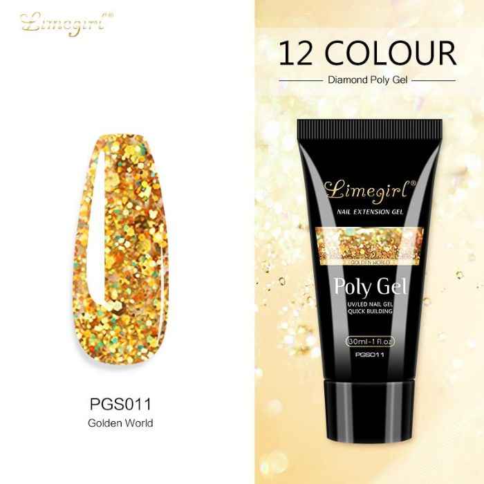 Buy LimeGirl 30ml Glitter Poly Gel Extend Builder Polygel Finger Nail Extension UV LED Acrylic Builder Gel (LG-30ml-PGS11) - Purplle