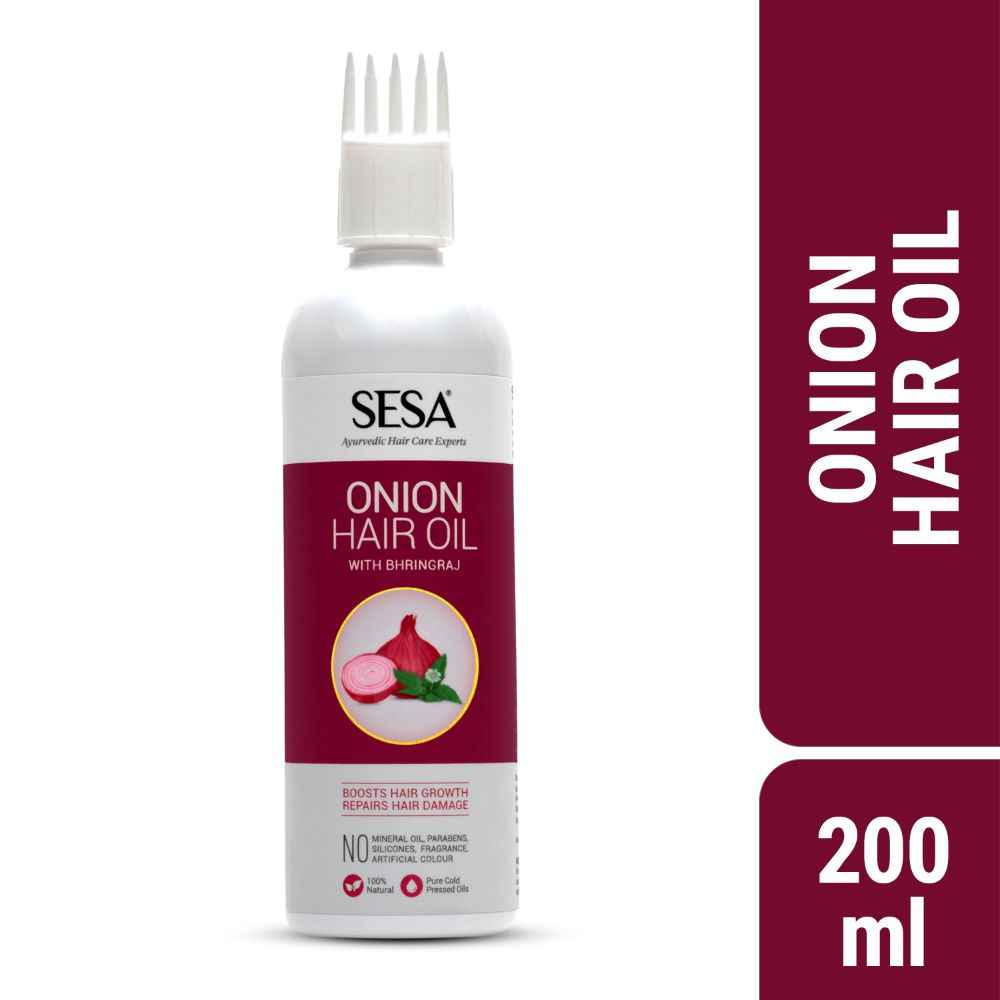 Buy SESA Onion Hair Oil with Bhringraj, 200 ml (Pure Cold Pressed Oils with Ayurvedic Herbal Extracts, 100% Natural, No Paraben, No Mineral Oil) - Purplle