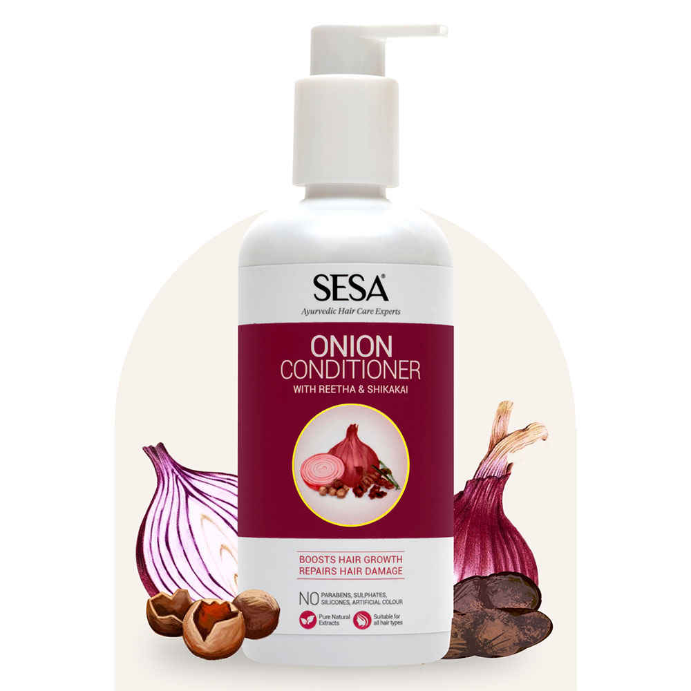 Buy Sesa Onion Conditioner with Reetha & Shikakai, 300 ml (Pure Ayurvedic Herbal Extracts, No Parabens, No Sulphates, No Silicones) - Purplle