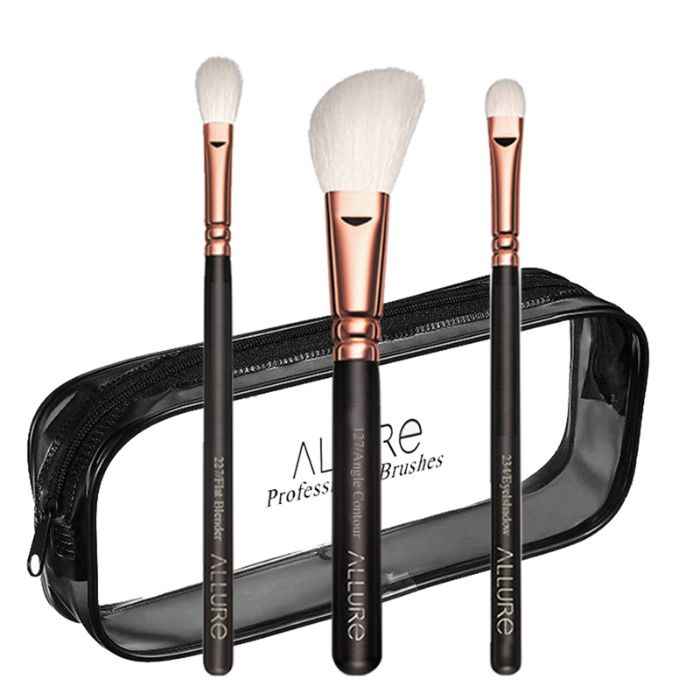 Buy Allure Essential Trio Brush Set With Travel Pouch - Purplle