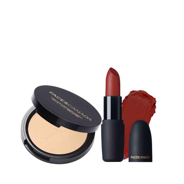 Buy Faces Canada Weightless Compact Natural & Weightless Matte Lipstick Maroon Love 13 g - Purplle