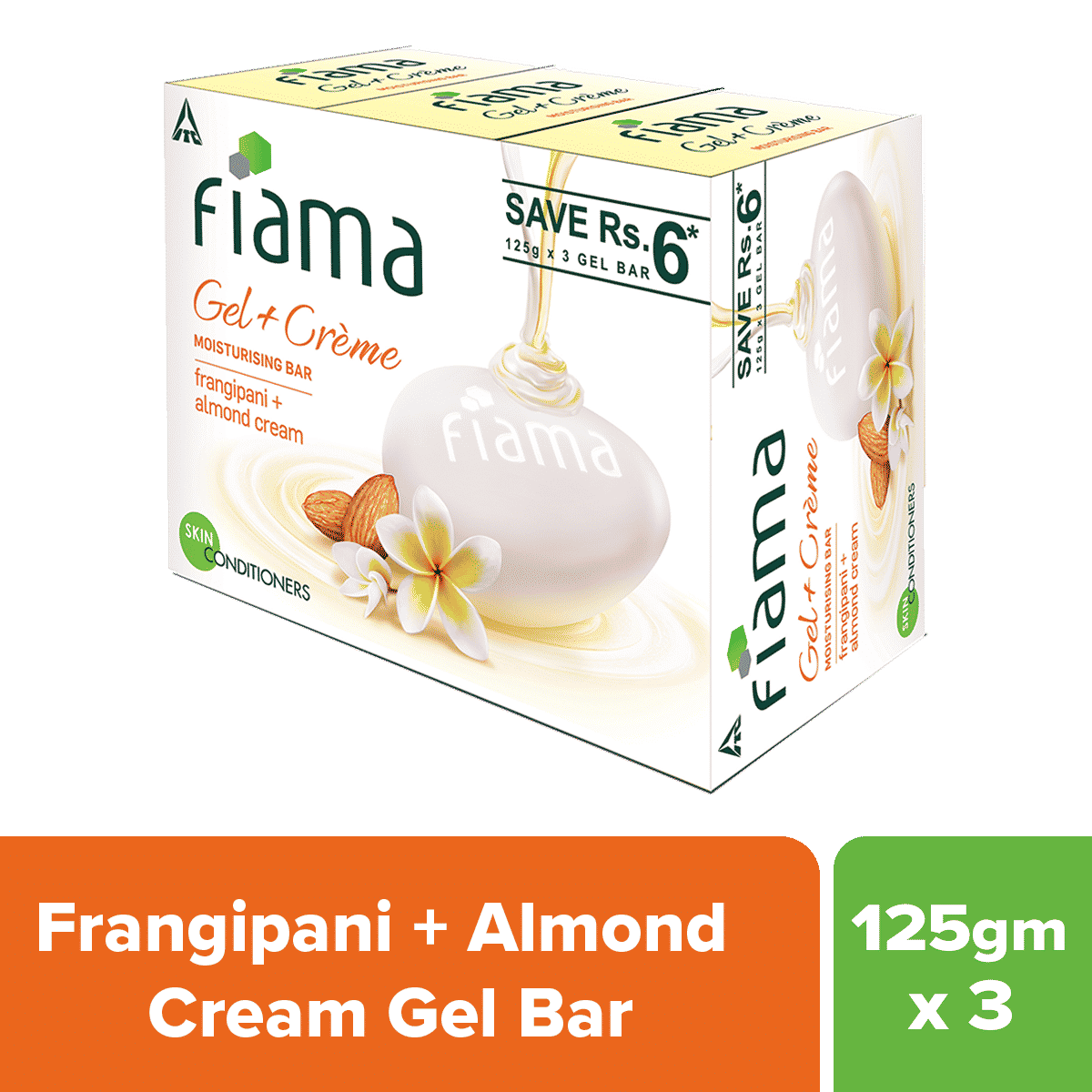 Buy Fiama Gel + Creme Moisturising Bar, Frangipani and Almond Cream, for creamy indulgence, 125 g (Pack of 3) - Purplle