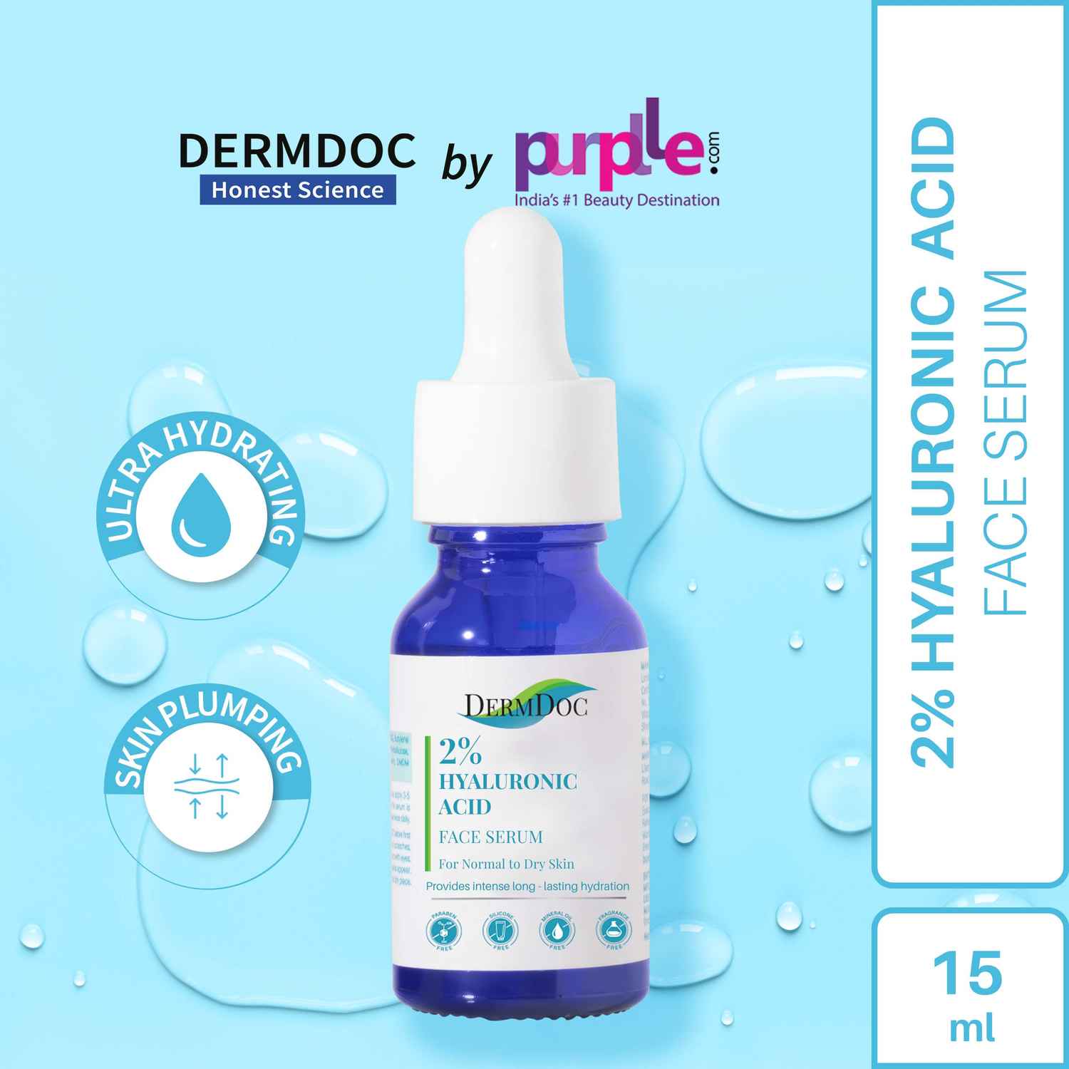 Buy DermDoc by Purplle 2% Pure Hyaluronic Acid Face Serum (15ml) - Purplle