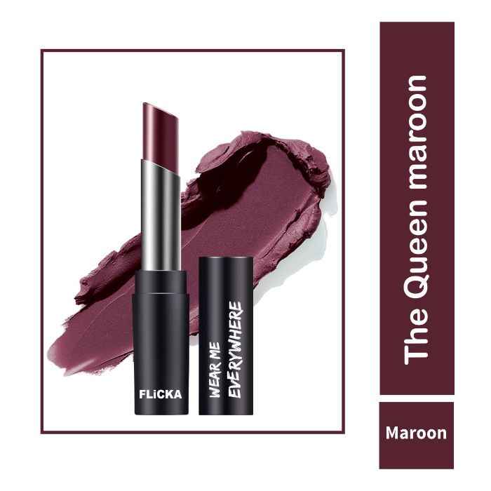 Buy Flicka Wear Me Everywhere Creamy Matte Lipstick- 09 The Queen Maroon (3.5Gms) - Purplle