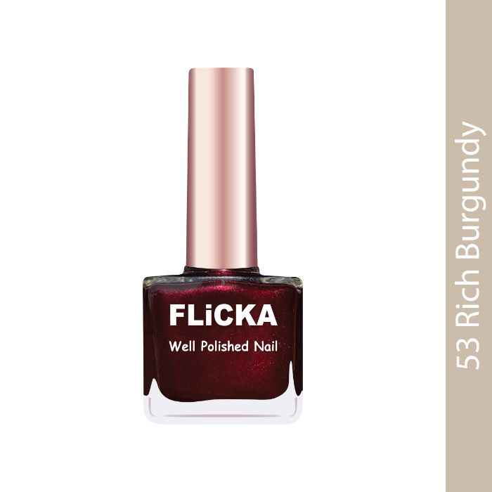 Flicka Well Polished Nail Polish- 53 Rich Burgundy (9.5Ml)