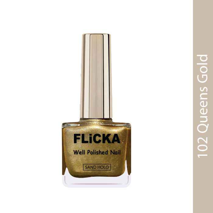 Flicka Well Polished Nail Polish- 102 Queens Gold (9.5Ml)