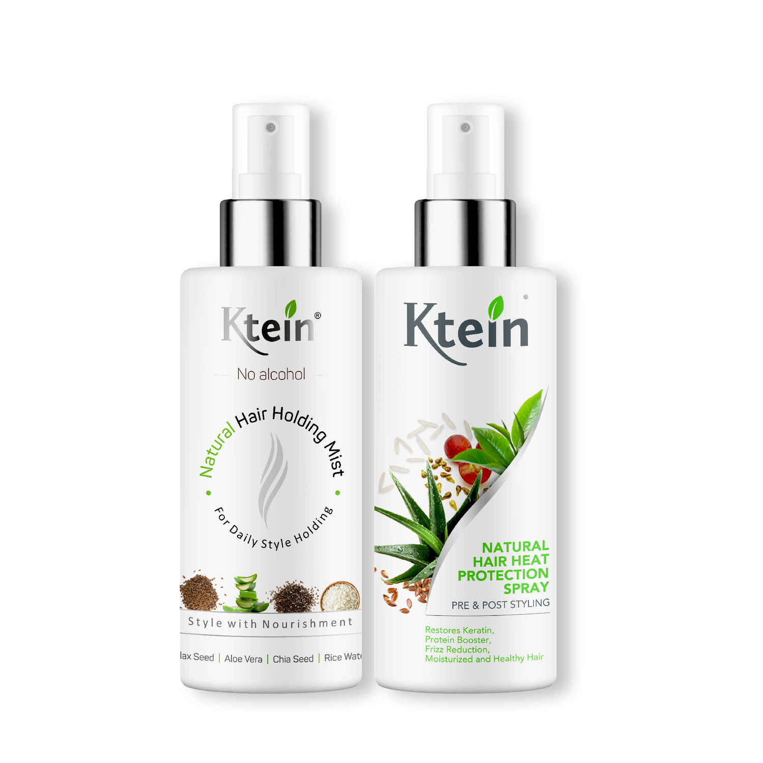 Buy Ktein Cosmetics HAIRSTYLE COMBO: Hair Heat Protection Spray 100ml + Hair Holding Spray 100ml - Purplle