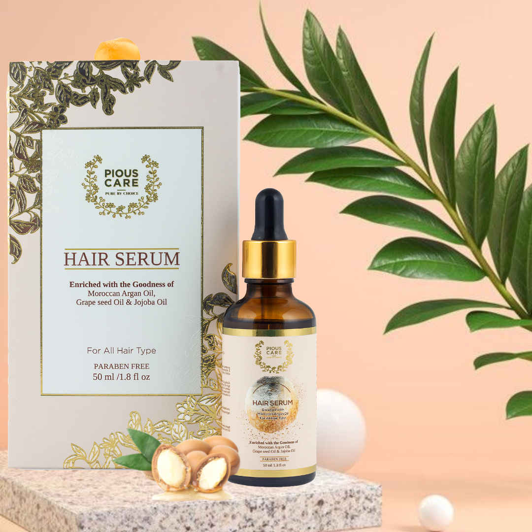 Buy Pious Care Hair Serum Enriched with the Goodness of Moroccan Argan Oil, Grapeseed Oil & Jojoba Oil (50 ml) - Purplle