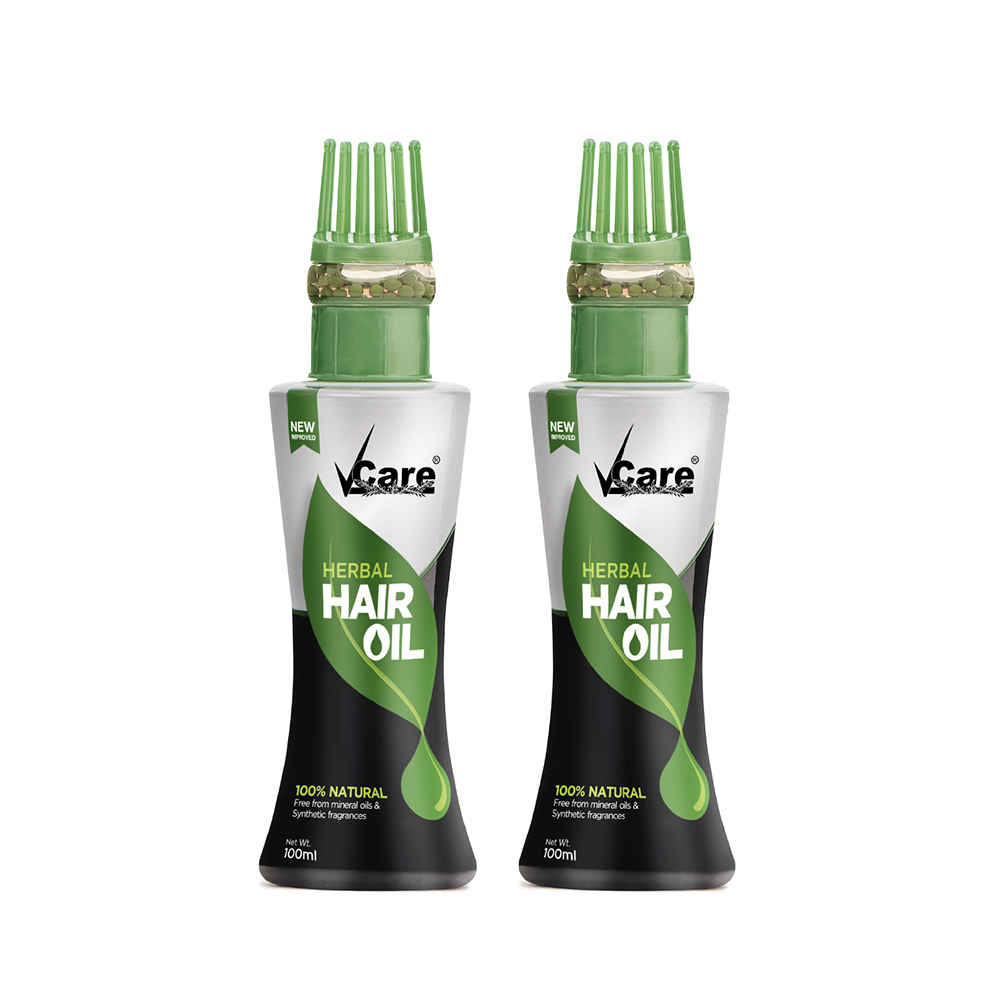 Buy VCare New Improved Herbal Hair Oil with Wounder cap, 100 ml, (Pack of 2) - Purplle