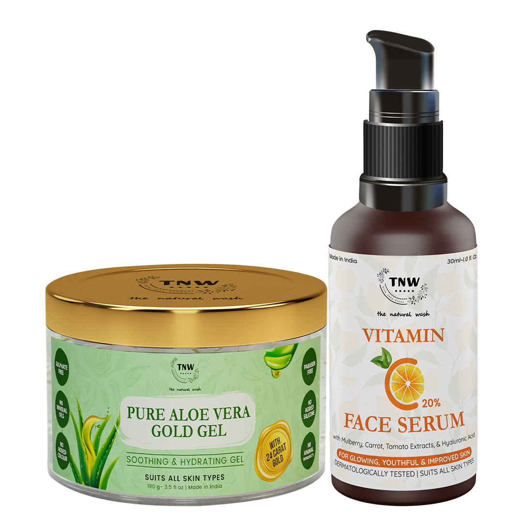 Buy TNW-THE NATURAL WASH Vitamin C Face Serum|Skin Clearing Serum, Face Brightening Anti-Aging Serum & Pure Aloe Vera Gel for Face Freshly Cut Aloe Plant with GOLD Combo of 2 - Purplle