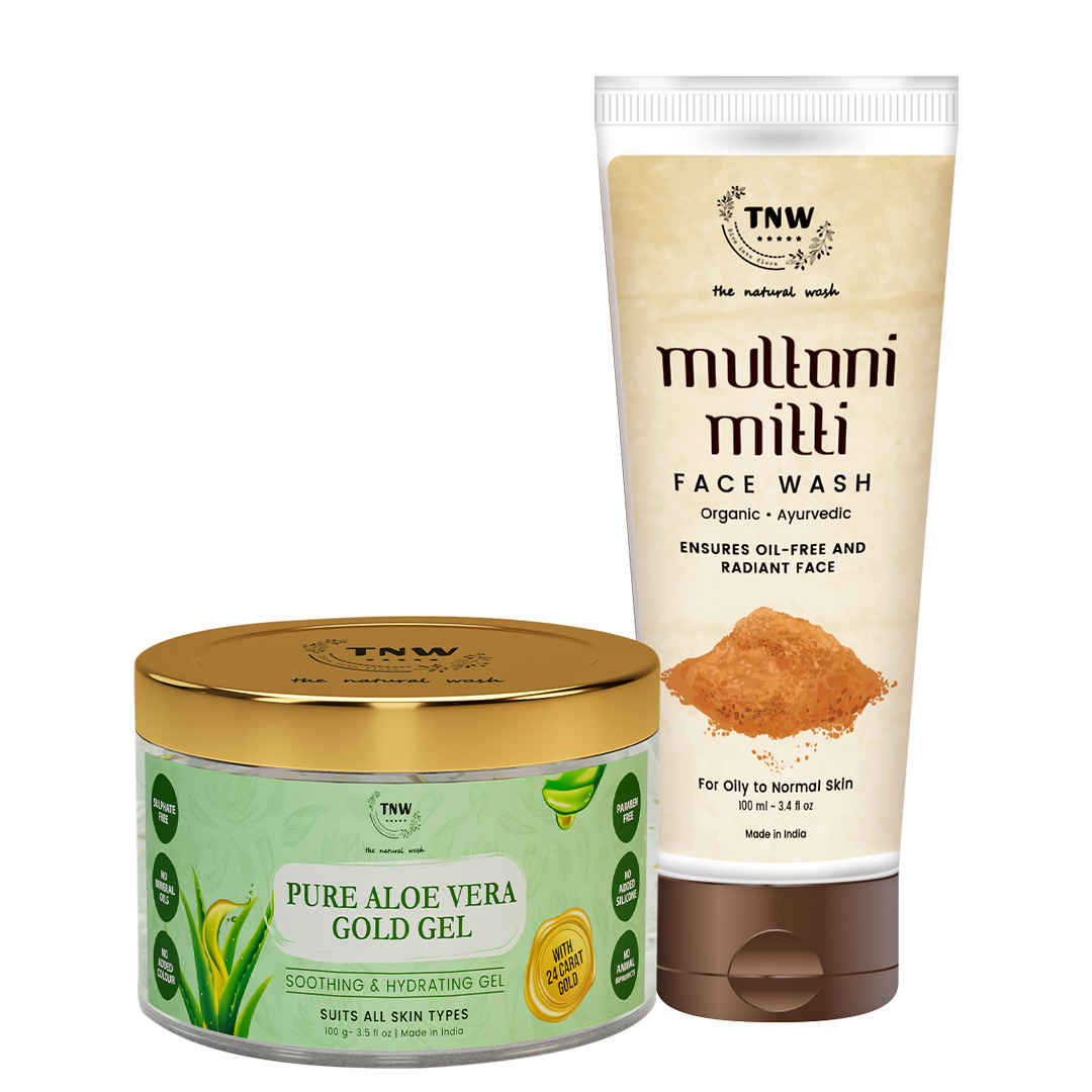 Buy TNW-The Natural Wash Combo of Pure Aloe Vera Gold Gel & Multani Mitti Face Wash |Gel For Acne ,Scars Prevents Dark Spots, 100 ml | Face Wash For Normal To Oily Skin With Aloe Vera And Kesar -100 ml - Purplle