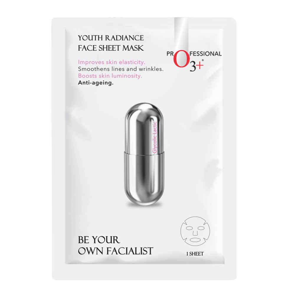Buy O3+ Facialist Youth Radiance Sheet Mask with Glycolic Acid for Fine Lines, Wrinkles & Glowing Skin Ideal for All Skin Types (30g) - Purplle