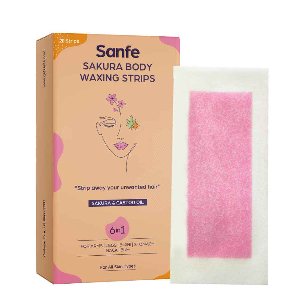 Buy Sanfe Sakura Body Wax Strips with Complementary Cleansing Wipes - 20 Strips | Unclogs pores - Purplle
