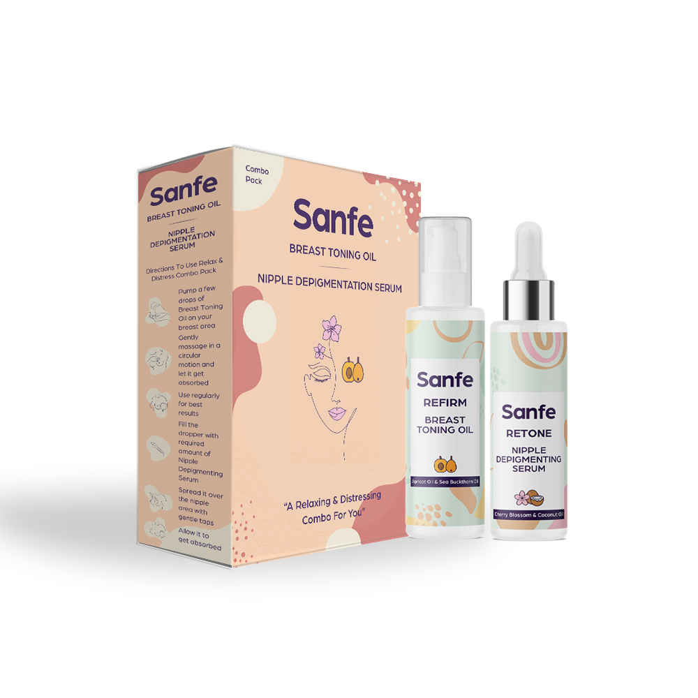 Buy Sanfe Relaxing & Distressing Combo (Breast Toning Oil+Nipple Depigmenting Serum) 2 Pcs - Purplle