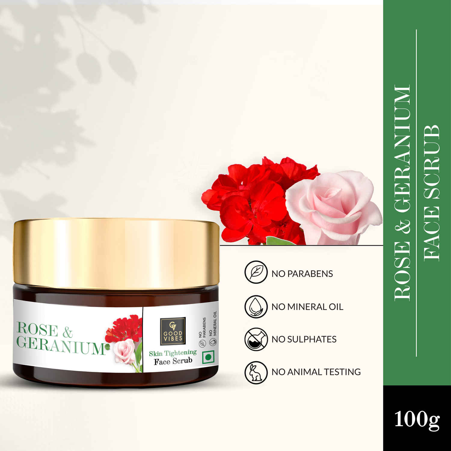 Buy Good Vibes Skin Tightening Face Scrub - Rose & Geranium (100 g) - Purplle