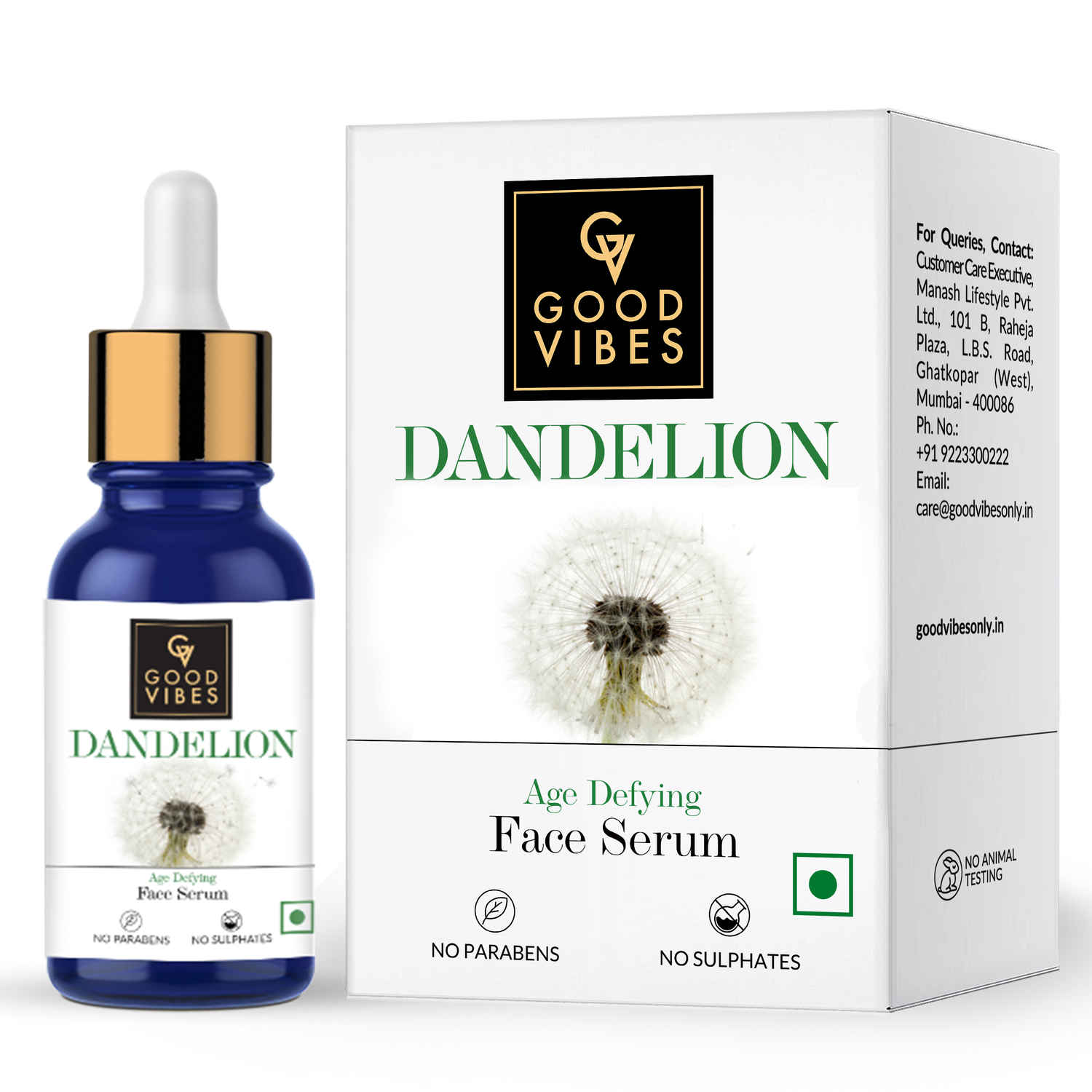 Buy Good Vibes Dandelion Age Defying Face Serum | Anti-Acne, Nourishing | No Parabens, No Sulphates, No Animal Testing, No Silicones (10 ml) - Purplle