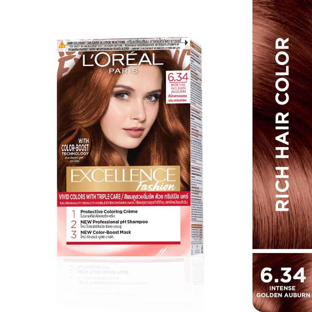 Buy L'Oreal Paris Excellence Fashion - Shade 6.34 Intense Golden Auburn (172 ml) - Purplle