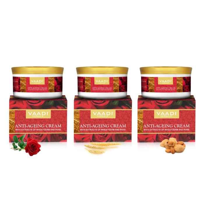 Buy Vaadi Herbals Value Pack Of 3 Anti Ageing Cream With Extracts Of Almonds, Wheatgerm And Rose (150 g * 3) - Purplle