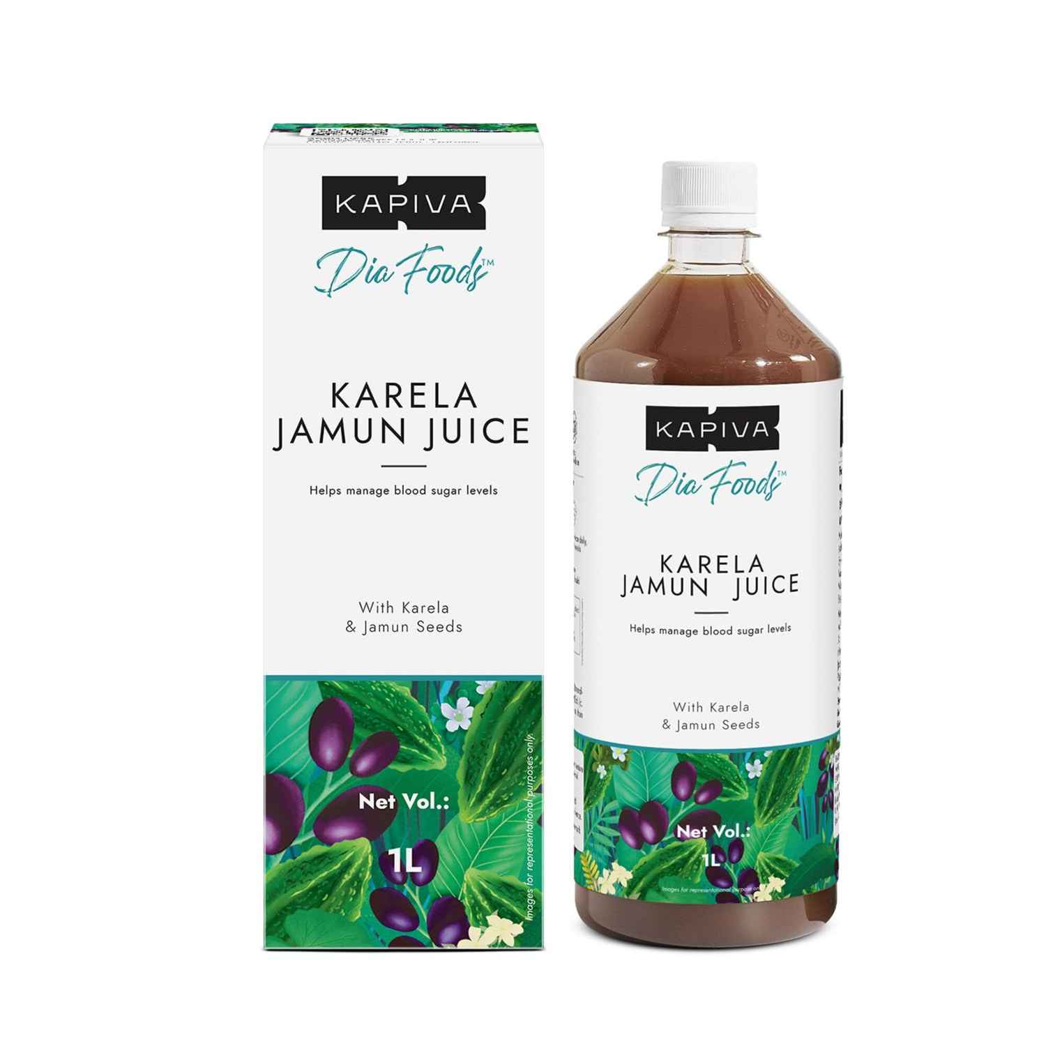 Buy Kapiva Karela Jamun Juice | Natural Juice Made From Fresh Karela And Jamun Seeds | Low Glycemic Index | No Added Sugar - 1 L - Purplle