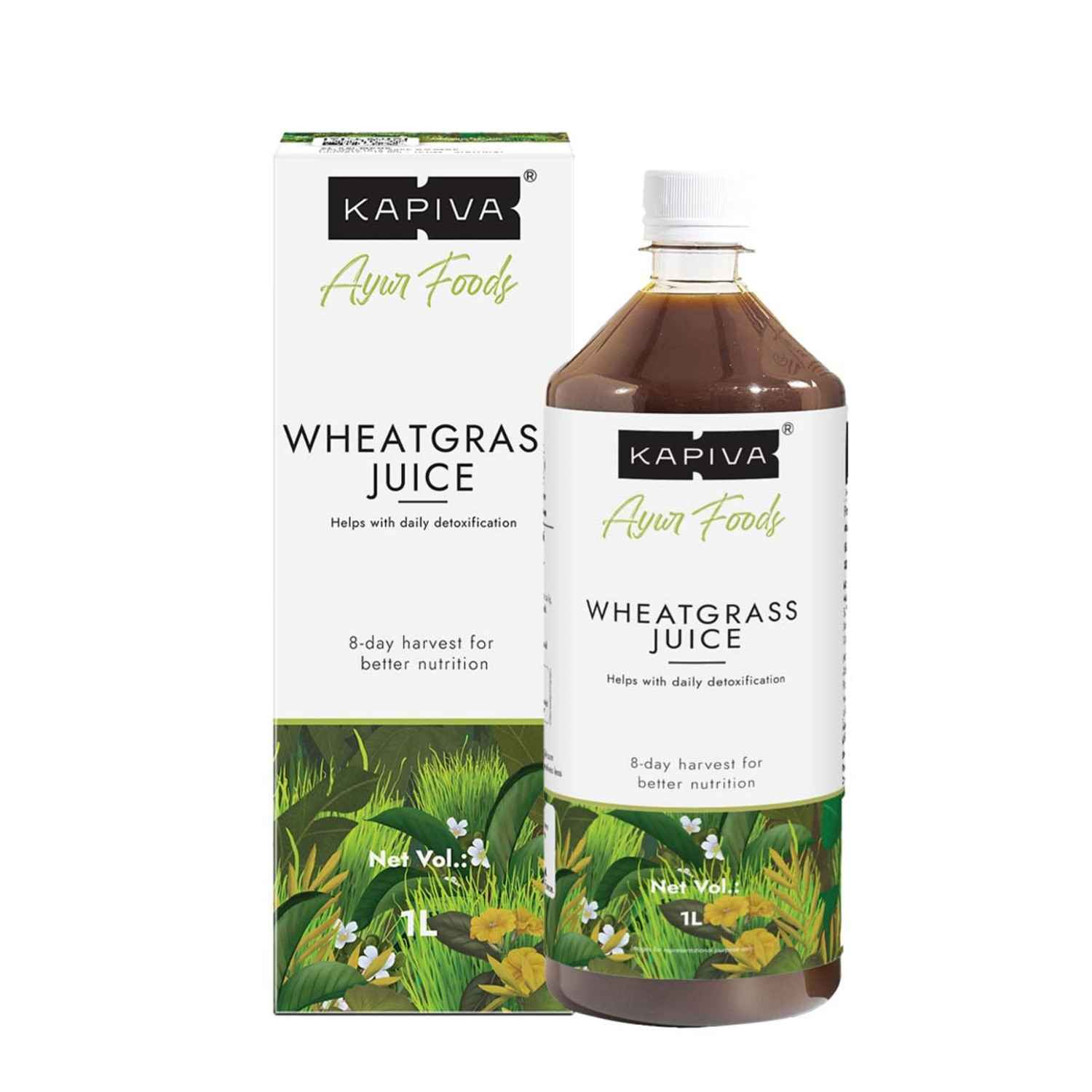 Buy Kapiva Wheatgrass Juice| Helps with daily Detoxification | 8Th Day Harvested For better nutrition | No Added Sugar - 1 L - Purplle