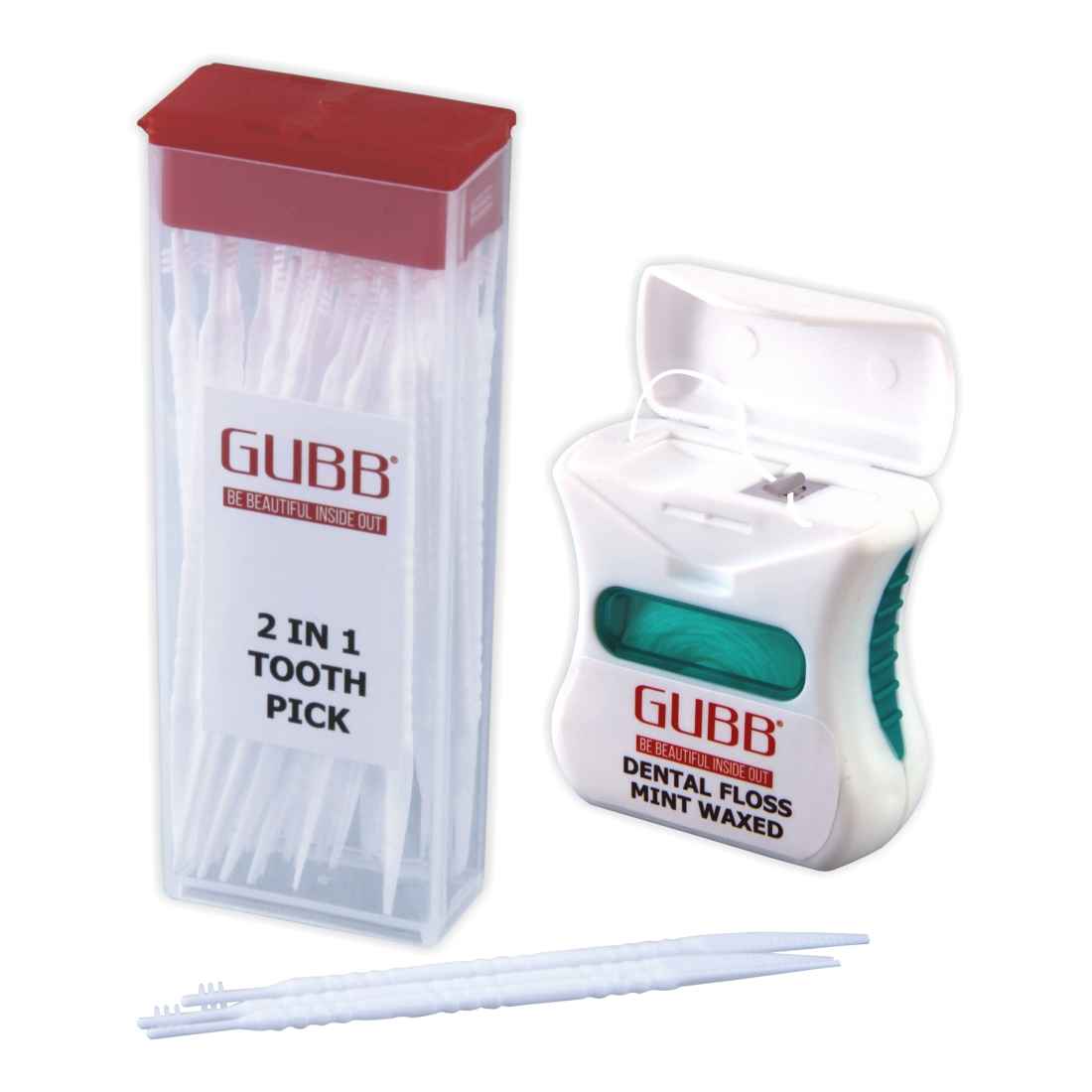 Buy GUBB Dental Care Combo - Dental Floss Thread Mint Waxed & 2 In 1 Dental Toothpicks - Purplle