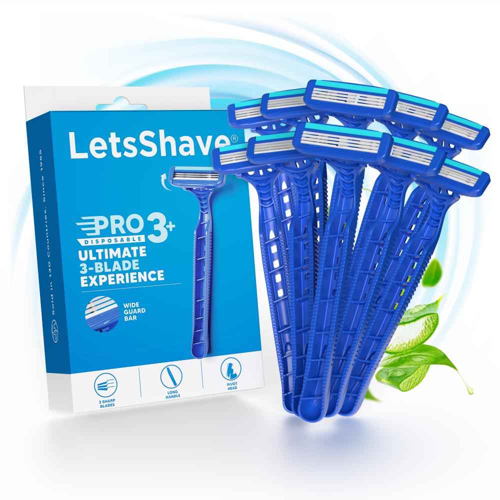 Buy LetsShave Pro 3 Plus Disposable Razor Kit - 3-Blade Disposable Shaving Razor (Pack of 10) - Purplle