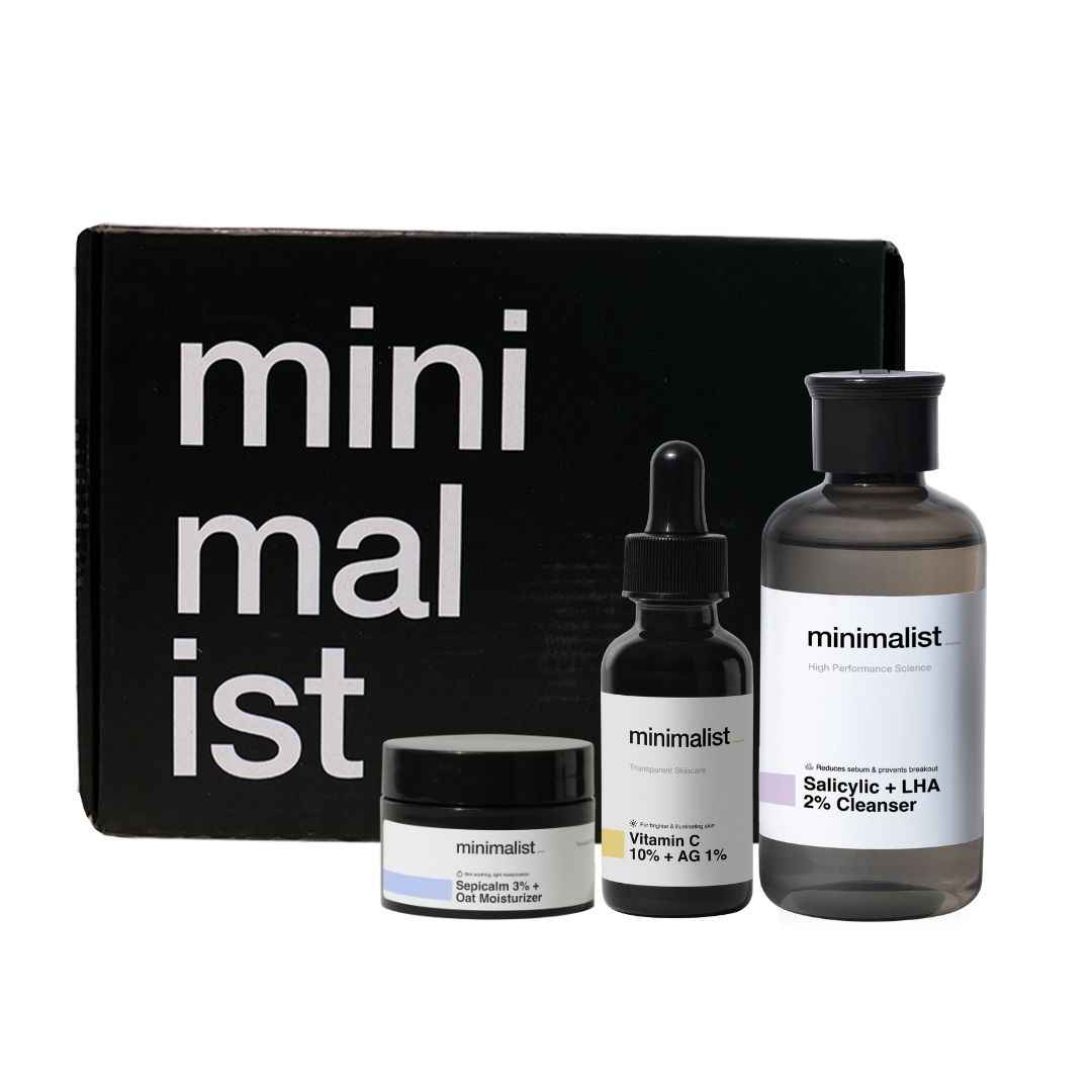 Buy Minimalist Daily Face Cleansing & Skin brightening AM/PM combo | Daily Cleanse->Treat->Moisturize (CTM) routine combo for Men & Women - Purplle