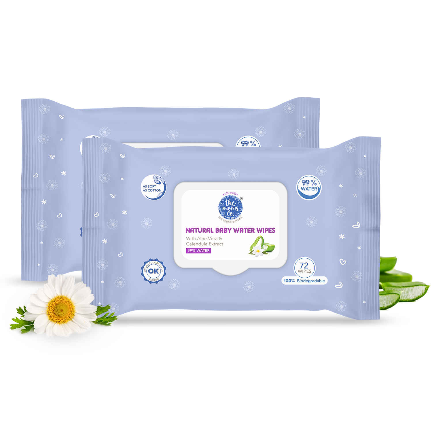 Buy The Moms Co. Natural Baby Water Wipes Pack of 2 - Purplle