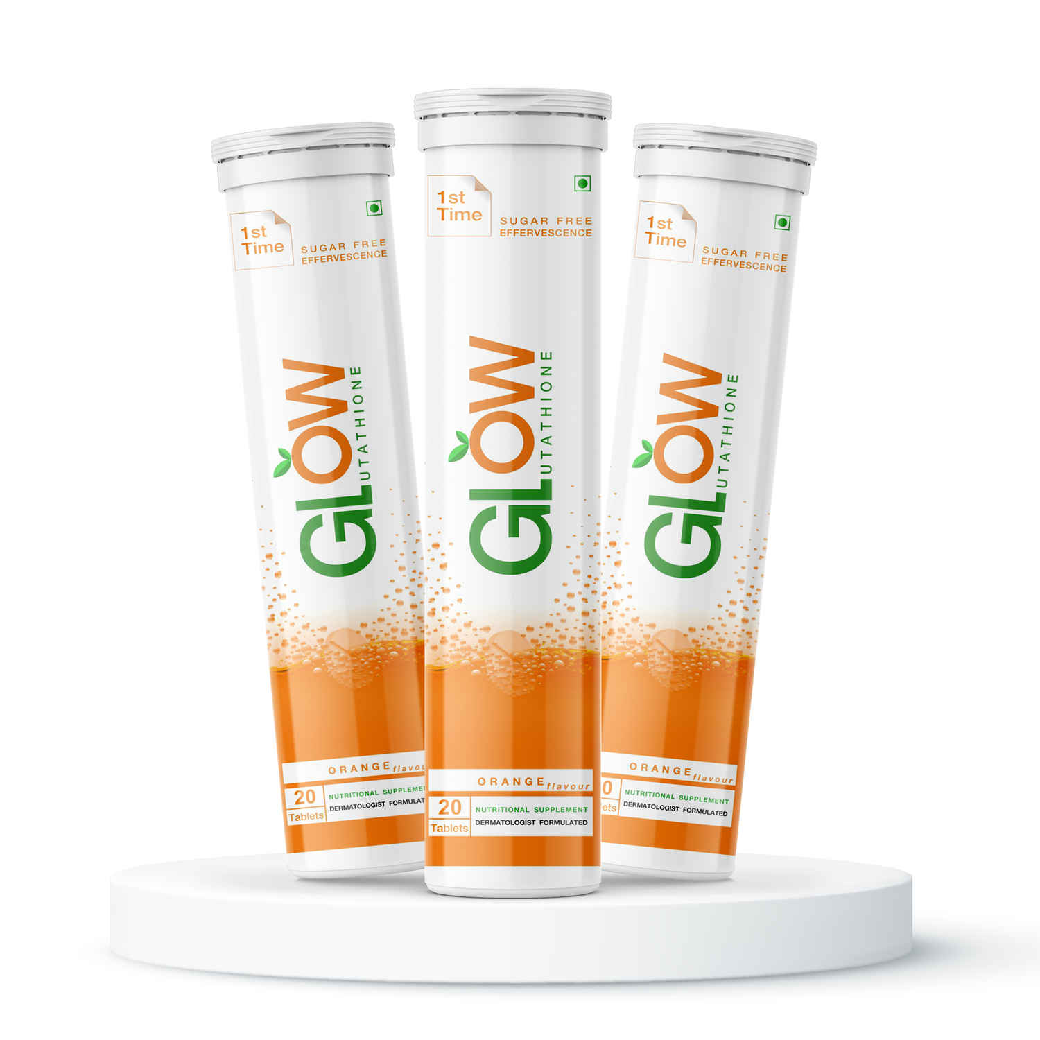 Buy Glow Glutathione 2 in 1 Dermatologist Formulated Japanese L-Glutathione 500 mg + Vitamin C 1000 mg, Antioxidant for Skin Glow, Immune Booster, Detoxifier, 60 Sugar Free Effervescent Tablets (Orange Flavour Drink) - Purplle