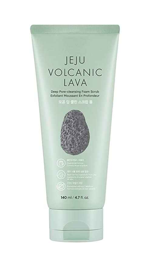 Buy The Face Shop The Faceshop Jeju Volcanic Lava Scrub Foam Gentle Exfoliator for Tan Removal, Whiteheads and Blackheads |for Normal to Oily Skin,140ml - Purplle