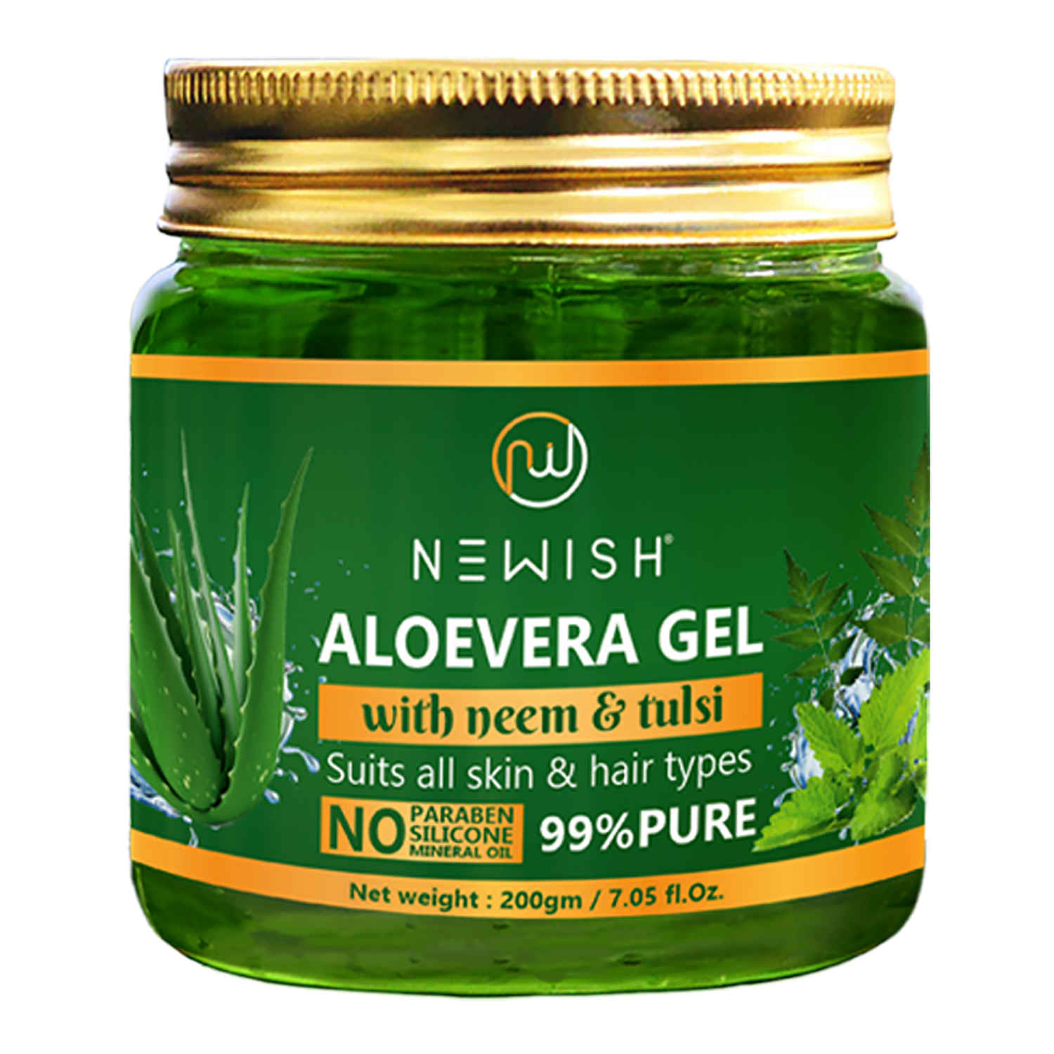 Buy Newish Aloe Vera Gel for Face Enriched With Tulsi & Neem For Face & Skin (200 g) - Purplle