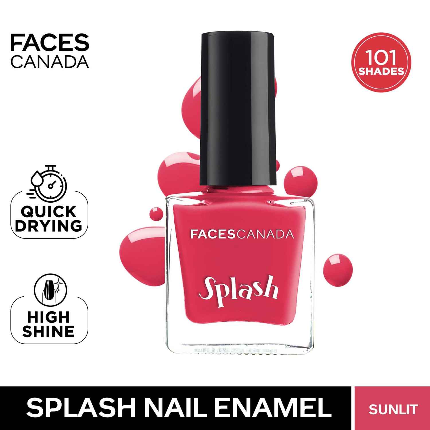 Buy Faces Canada Splash Nail Enamel | Fast Dry | High Shine | Long Lasting | No Chip Formula | No Harmful Chemicals | Shade - Sunlit 8ml - Purplle